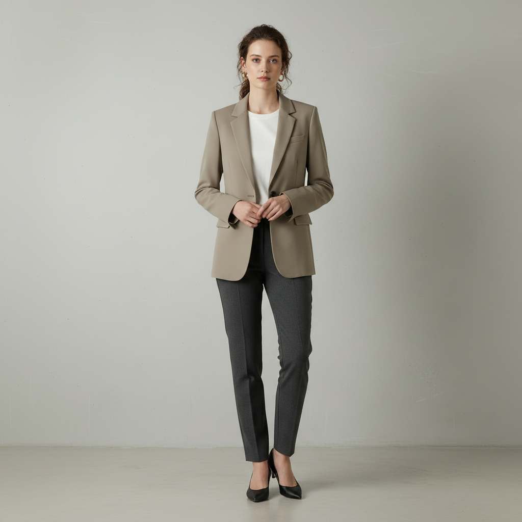 Blazer en polyester beige