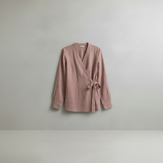 Blouse cache-cœur en coton rose