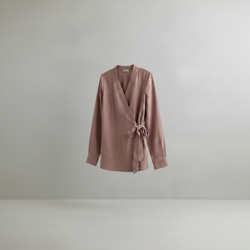 Blouse cache-cœur en coton rose