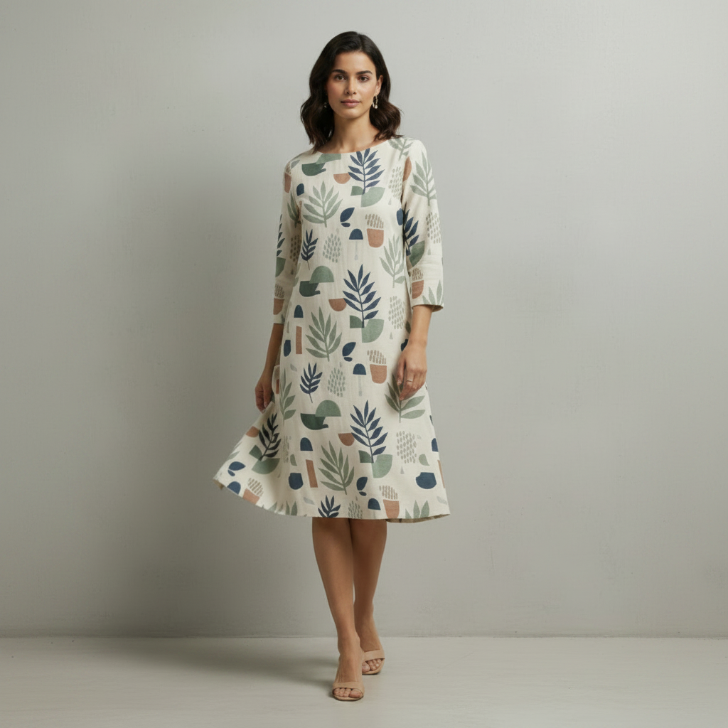 Robe en coton beige