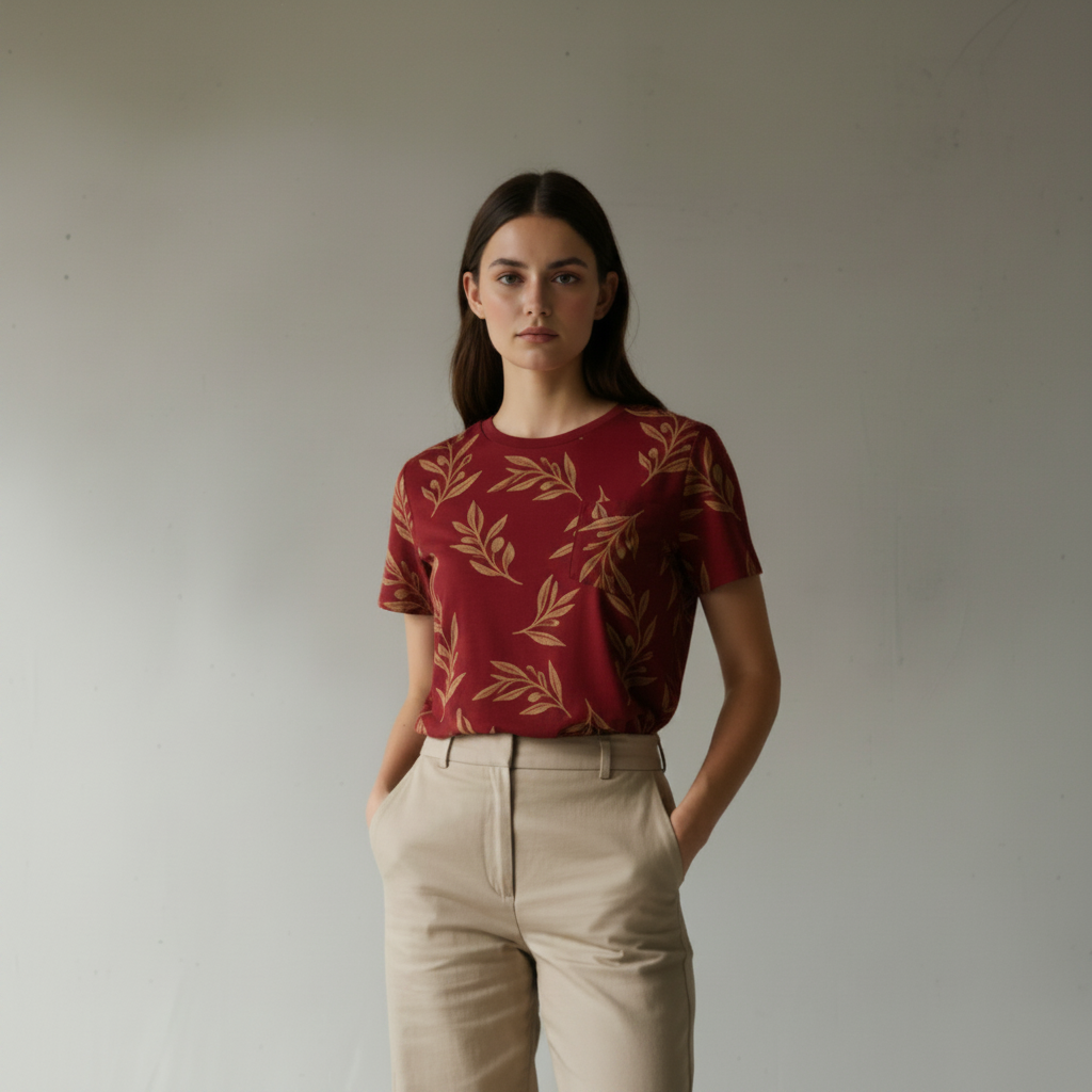 T-shirt rouge en coton