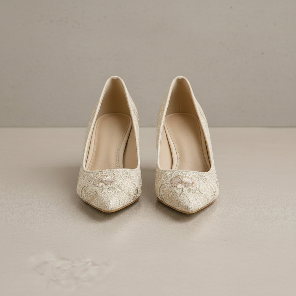 Escarpins en tissu beige