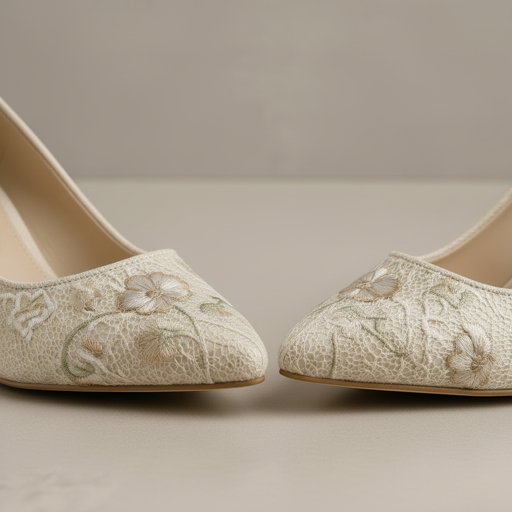 Escarpins en tissu beige
