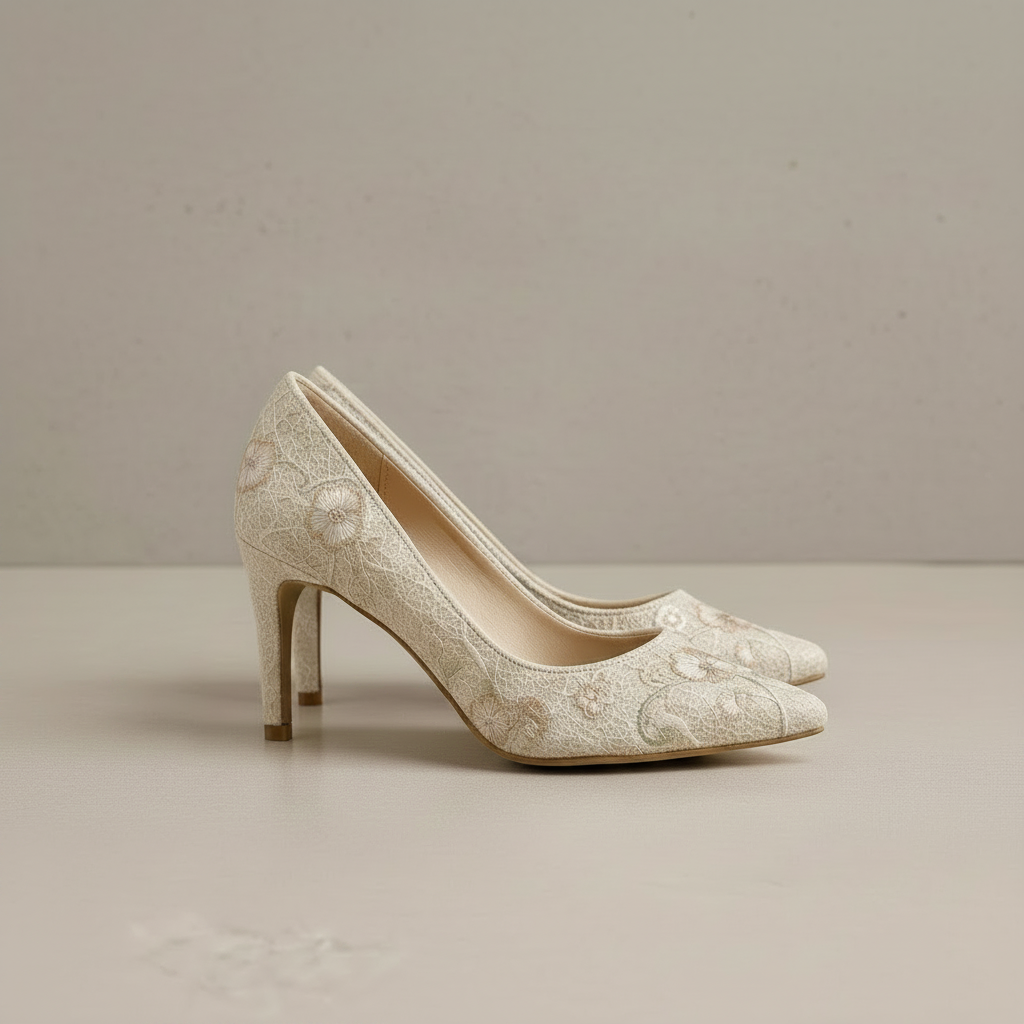 Escarpins en tissu beige